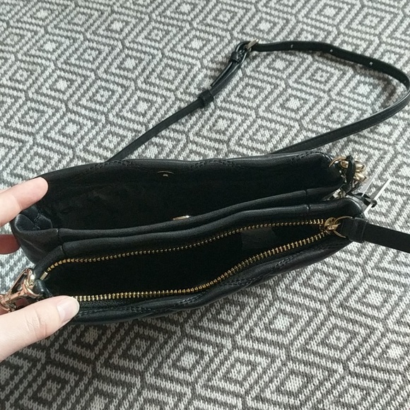 NWT DKNY Quilted Black Leather Dual Pocket X-body - Picture 2 of 3